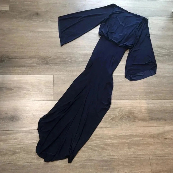 Misa Los Angeles Teget High Low Knotted Navy Blue Maxi Dress Womens Size XS NWT - Picture 10 of 11